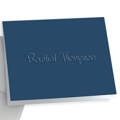 Anthony Folded Navy Note Cards - Embossed